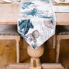 Table Christmas Stylish Decoration Blue Green Floral Table Runner For Home Decor
