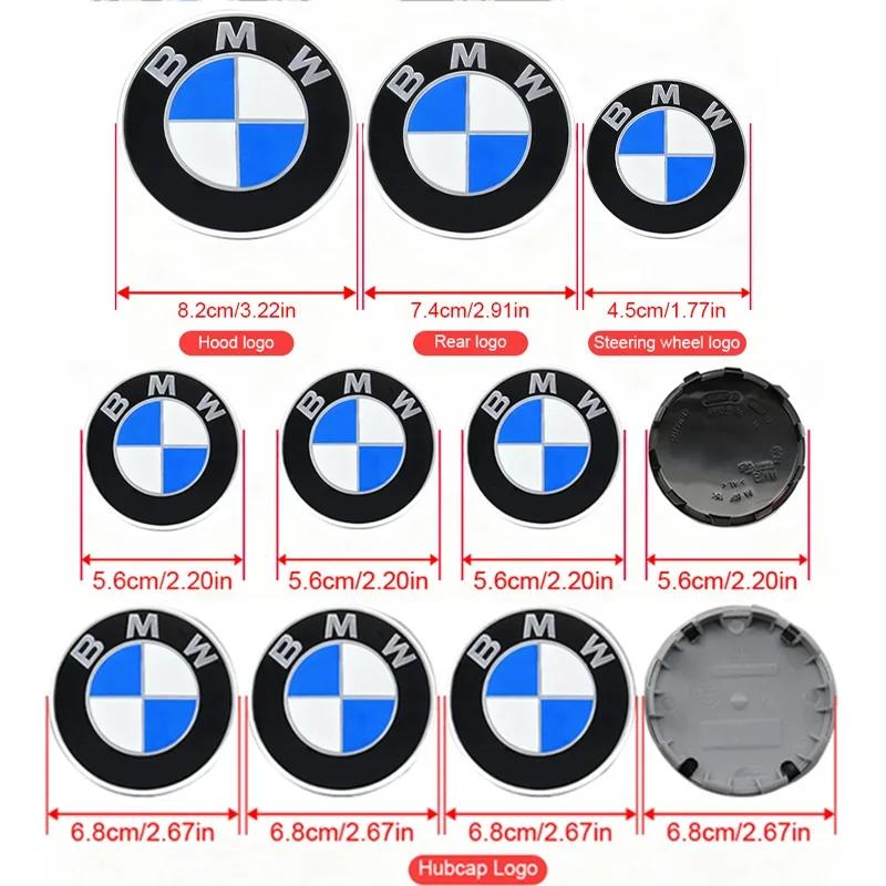 7Pcs For BMW M E30 F06 X5G05 G80 X3F25 E61 F16 G15 X5F25 F10 E71 Steering Wheel Sticker, Wheel Center Caps, Front & Rear Emblems