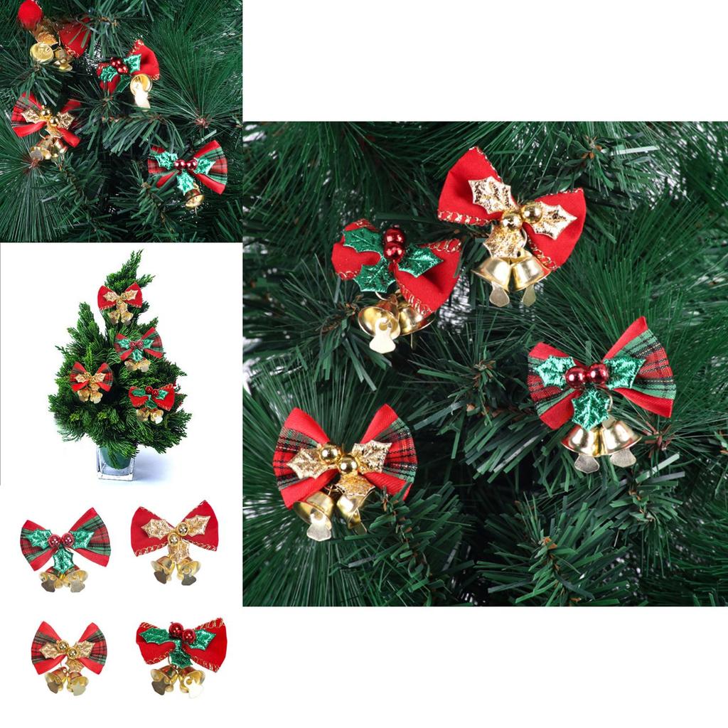 Charmant Ensemble Miniature de Cloches à Nœuds de Noël Pour Couronnes Élégantes et Décorations de Fêtes