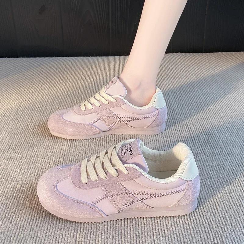 Spring New Style Sports Shoes Casual and Lightweight Walking Shoes for Women Matte Leather Training Retro Vulcanized Shoes