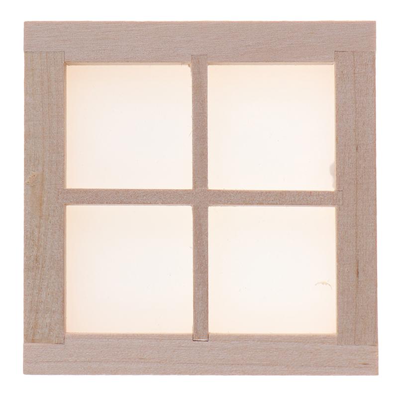 1:12 miniaturi de casă de păpuși din lemn cu 4 ferestre, accesorii DIY