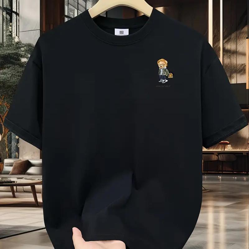 

Новая летняя мужская модная футболка с принтом «Маленький медведь», мужская футболка, топ 8XL чёрный