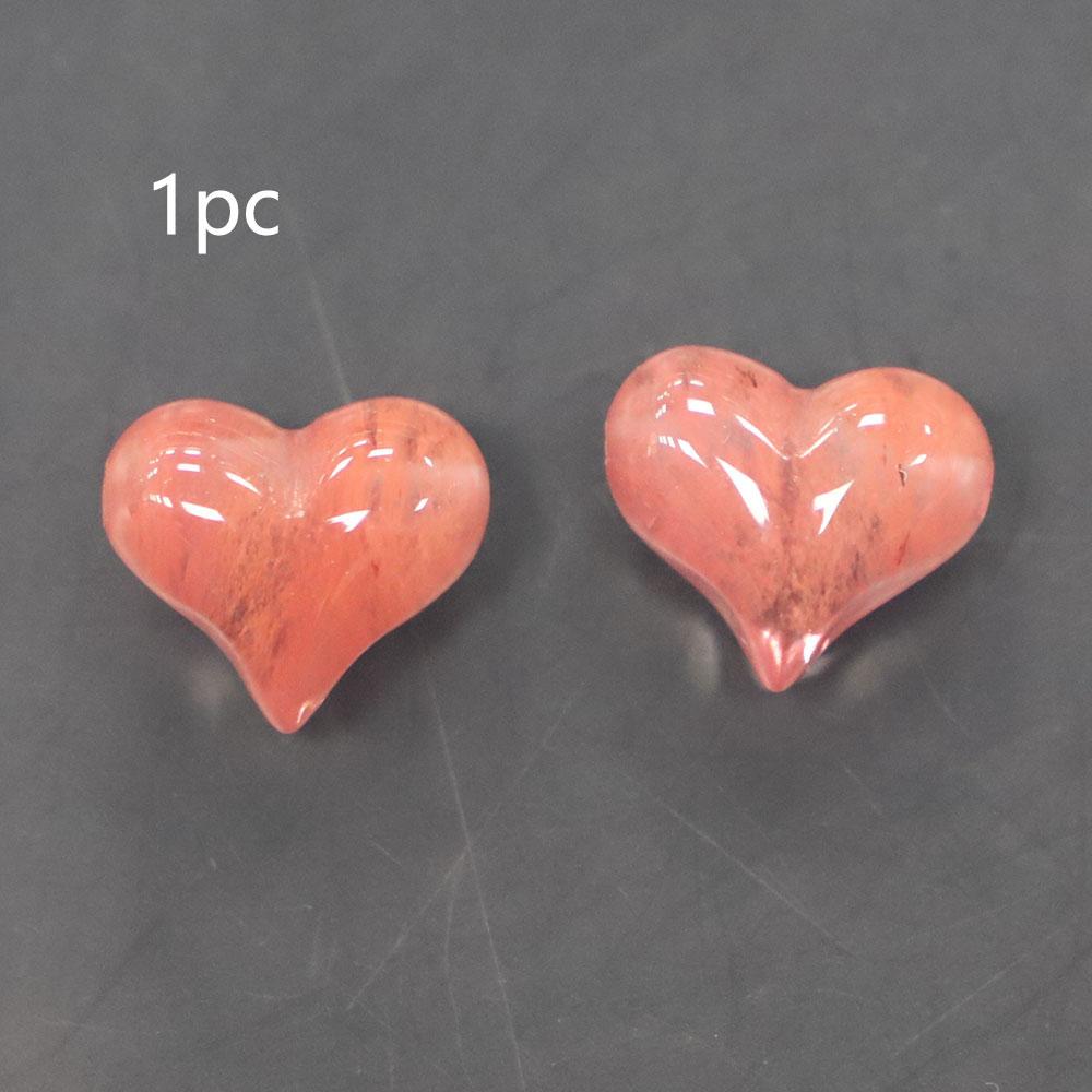 

1pc Natural Stone Carved Heart Shape Jewelry Accessory Amethyst Pink Crystal Charms for Jewelry Making Diy