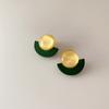 Niche Fan-shaped Wood Acrylic Resin Earrings Female Korean Simple Personality Versatile Temperament Stud Earrings