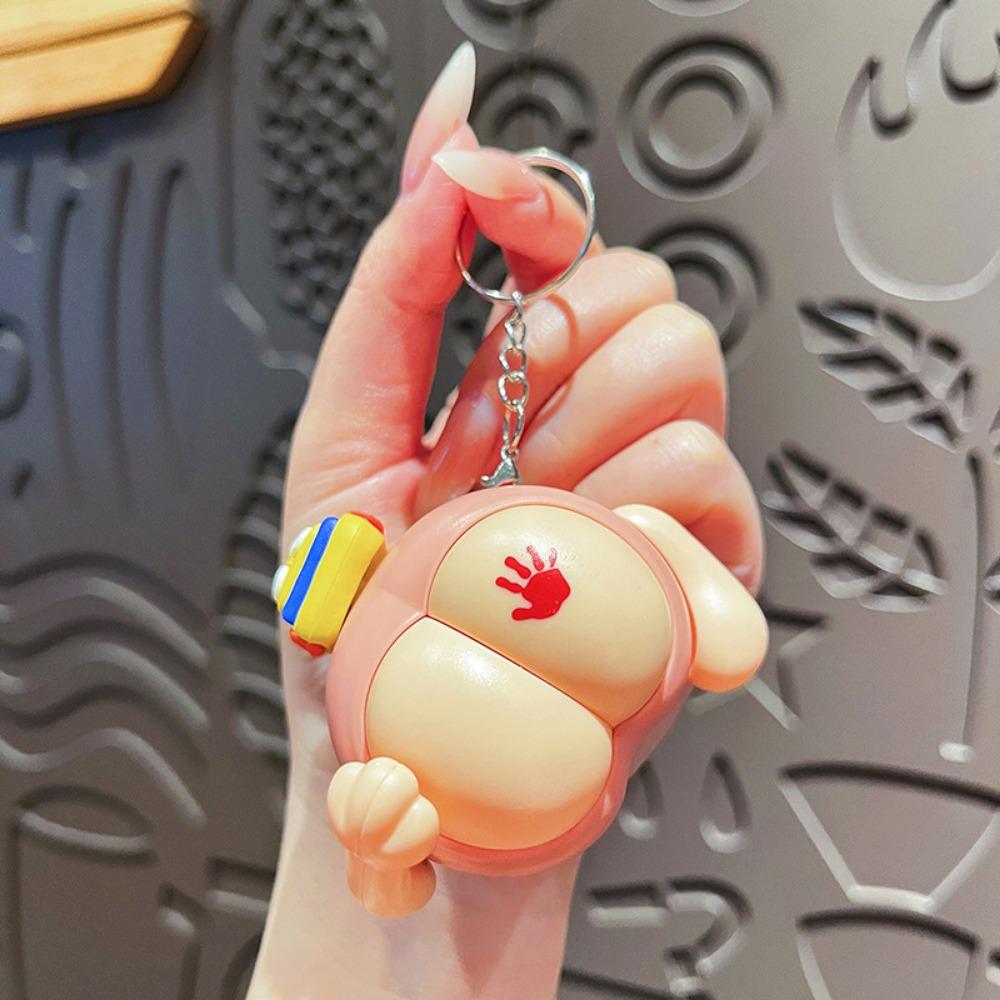 Emit Light Vocal Buttocks Toy Cartoon Fidget Keychain Toys Funny Spanking Keychain  Backpack Decor