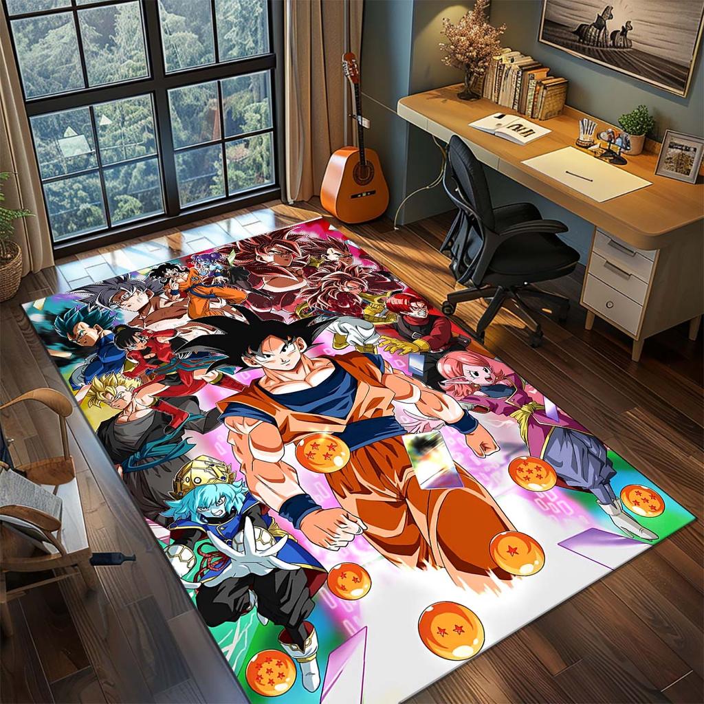 Tappeto Anime Dragon Ball Goku Tappeto Tappeto Grande Area Tappetino Pavimento Antiscivolo Lavabile Stanza Gamer Camera da Letto Decorazioni per la Casa -QJY