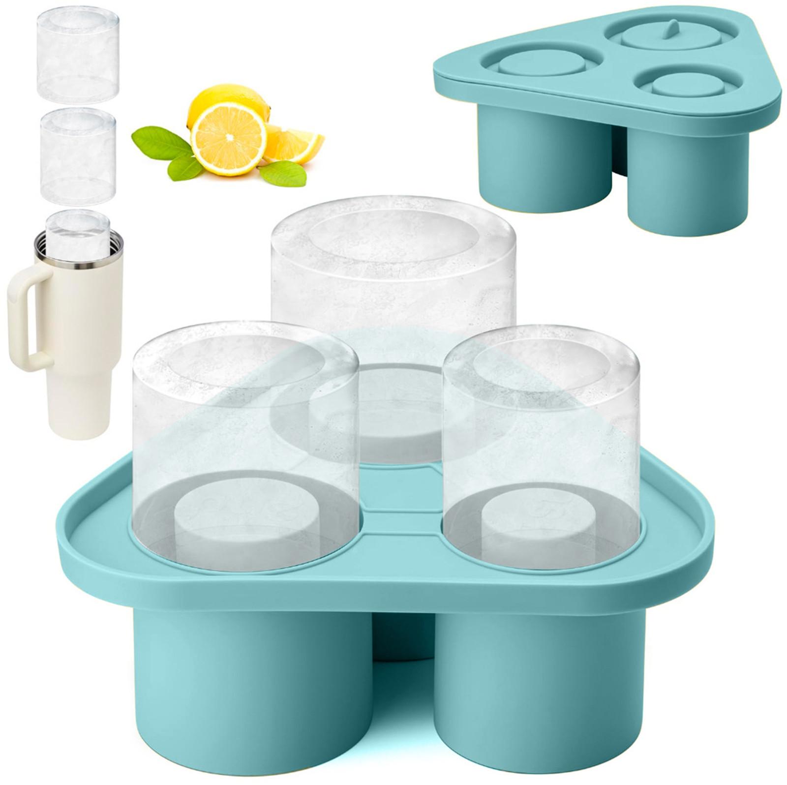 

Лоток для кубиков льда для стакана, многоразовая форма для рюмки для льда, легкосъемные силиконовые многоразовые большие лотки для ледяных шариков с крышкой для морозильной камеры One Size синий