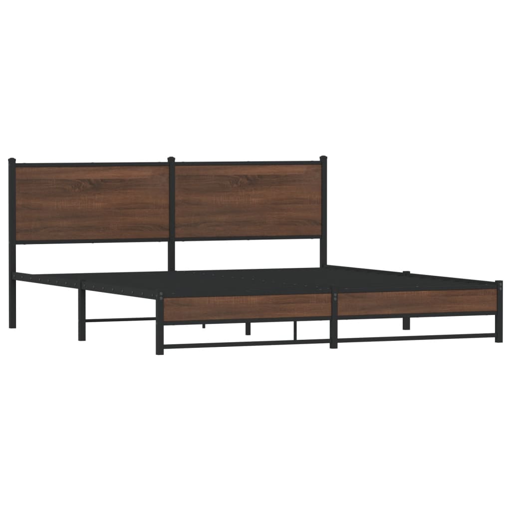 Metal Bed Frame without Mattress Brown Oak Effect 160x200 cm
