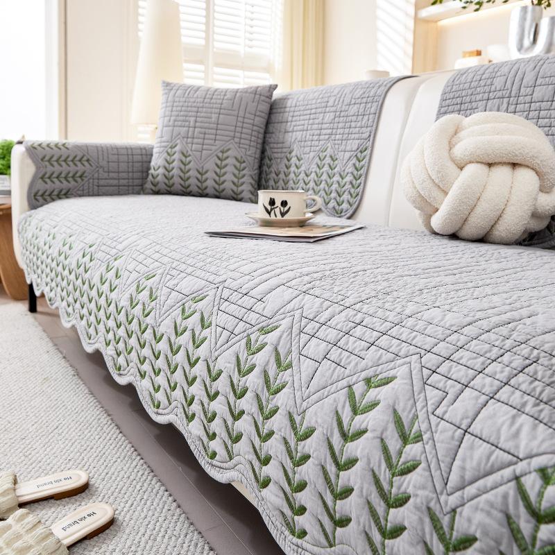 Universal Non-Slip In All Seasons, High-Grade Washed Cotton Sofa Cushion, Straight Row  New Sofa Cover