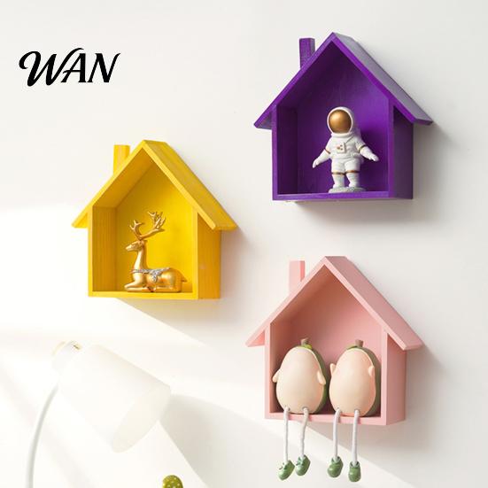 Kinderzimmer Wandregal Holzhaus Ausstellungsregal, Montiert Dekoratives Schwebendes Offene Nut Kleines Spielzeug Puppen Organizer für Flur, Wohnzimmer,