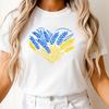 Koszulkę z sercem pszenicy ukraińskiej | Niebiesko-żółta koszulka Ukraina | Koszulka ze słowiańską sztuką ludową | Koszulka unisex z dumą ukraińską