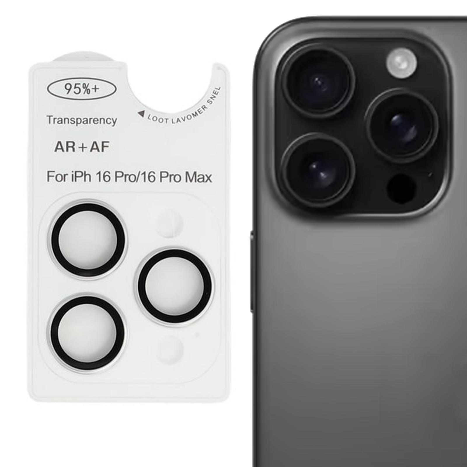 

Для iPhone 16 Pro/16 Pro Max AR+AF Защитное стекло для объектива Антибликовое Позиционирующее Прозрачная пленка для объектива Silver