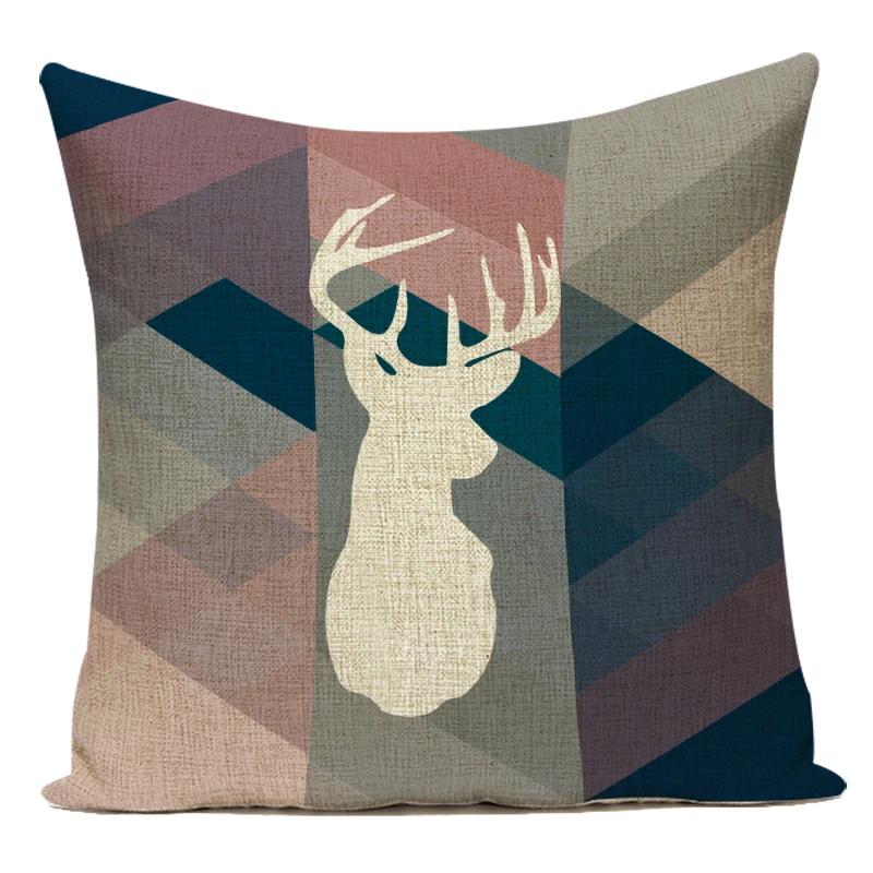 Geometric Home Pillowcase Animal Deer Car Nordic Home Decor Room Decoration Colorful Throw Pillows Custom Print Cushion Cover
