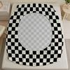 1pc Black White Grid Printed Fitted Sheet 100% Polyester Durable Bedding Set Sheet Ffor Home Bedroom Decoration Birthday Gift