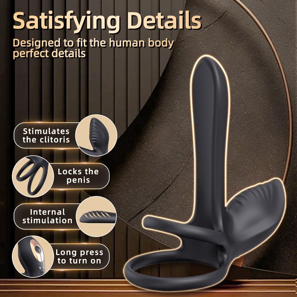 Vibrating Cock Double Ring for Men Penis Trainer Climax Clitoris G-spot Stimulator Vibrator Sex Toys for Couples Ejaculation Delay Ring Adult Supplies