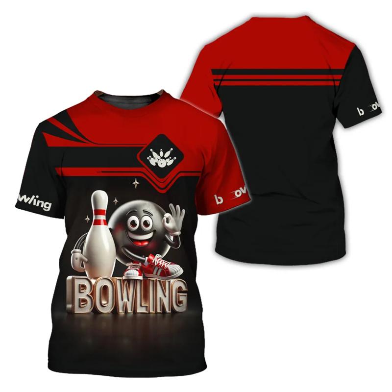Hot Sale 3D Printed Bowling Tshirt Men Custom Name Team T-Shirt Sports Oversized Short Sleeve Tops Summer Crew Neck Tee Shirt