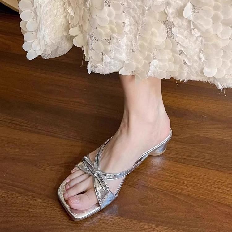 Coarse Heel French Cool Slippers Women's Summer Wear 2025 New Fairy Temperament Evening with Skirt High Heel Strappy Sandals
