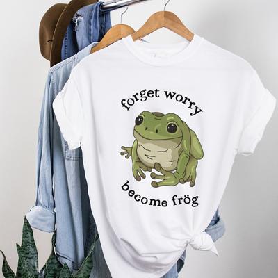 Forget Worry Become Frog T Shirt Tops Summer Casual Women T-shirts Ulzzang Tops Hip Hop Streetwear Harajuku Short Sleeve Tshirt