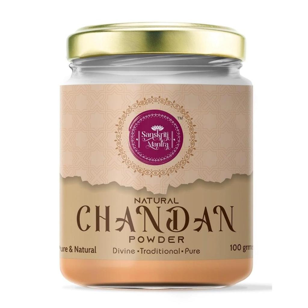 Přírodní prášek Chandan 100 g | Čistý prášek ze santalového dřeva pro Tilak, Abhishek a rituály | Přírodní, voňavý a tradiční
