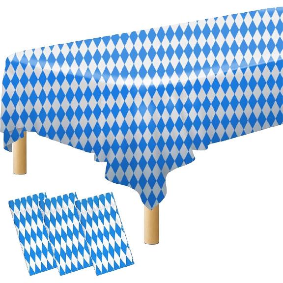 Iceyyyy 3 Pieces Oktoberfest Tablecloths-Blue and White Checkered Table Cloths Rectangular Oktoberfest Bavarian Flag Tablecover for German