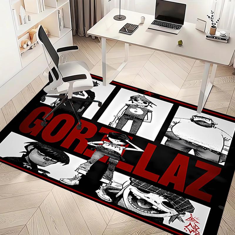 1pc Gorillaz band Print Area Rug - Soft, Washable Non-Slip Indoor Mat, Living Room, Home Office Decorative Rug,Office Decorative