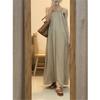 Coffee Break French Chic Neck Sling Dress Art High-end Temperament Khaki Sleeveless Vest Skirt Children