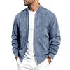 Men's spring-autumn casual jacket in imitation suede, with a round neck and full zipper, a relaxed baseball jacket