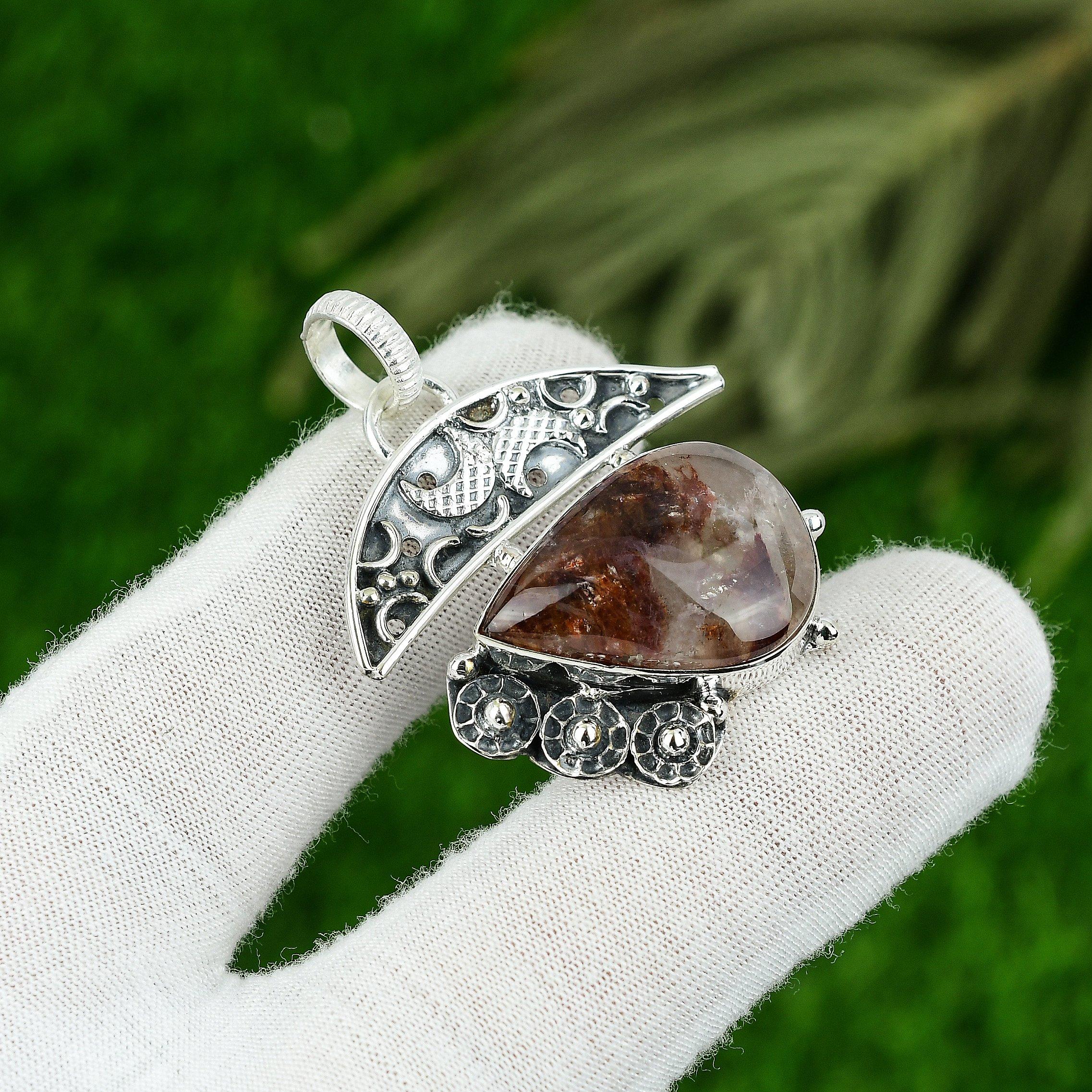 

Natural Cacoxenite Gemstone Indian Jewelry 925 Sterling Silver Pendant For Girls