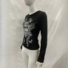 European and American Gothic fashion printed street slimming sexy long sleeved top