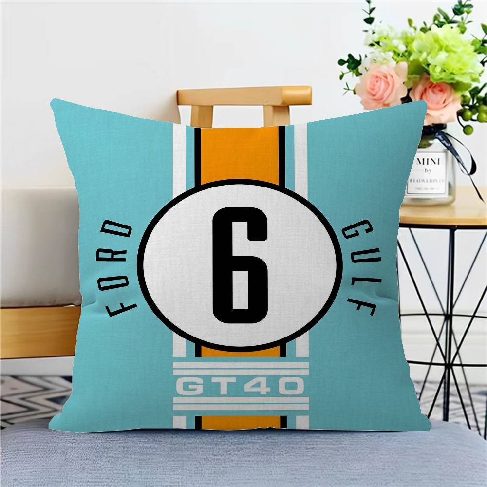G-Gulf Racing Car Logo Pillow Covers Cartoon Sofa Decorative Home Double-sided Printing Short Plush Cute Cushion Cover
