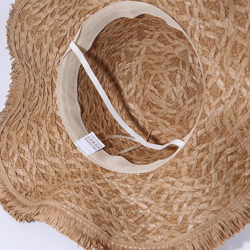 Beach-Style Vacation Sun Hat Summer Floral Wreath Straw Hat for Women Woven Wide-Brimmed Sun Protection Hat