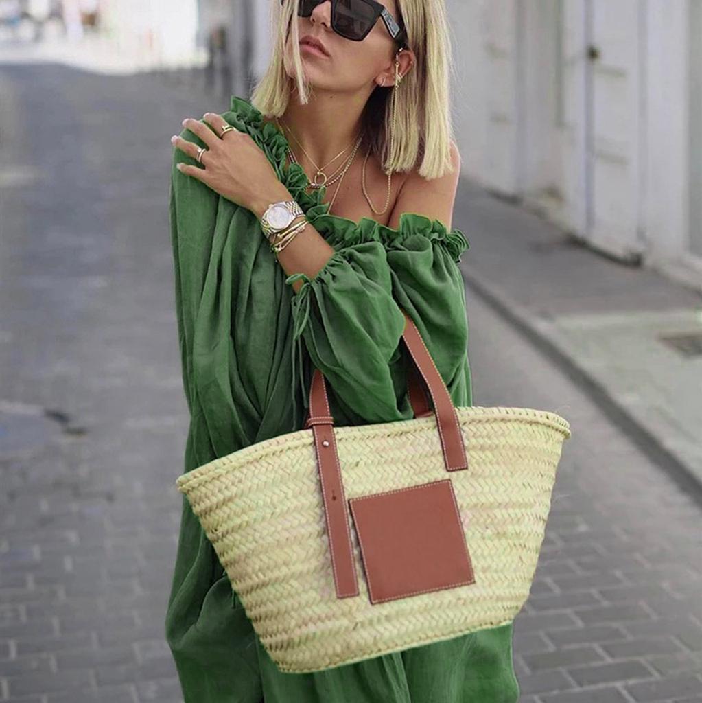 Spring and Autumn Women's Dress Plus Size Casual Solid Color One-Color Neck Dress