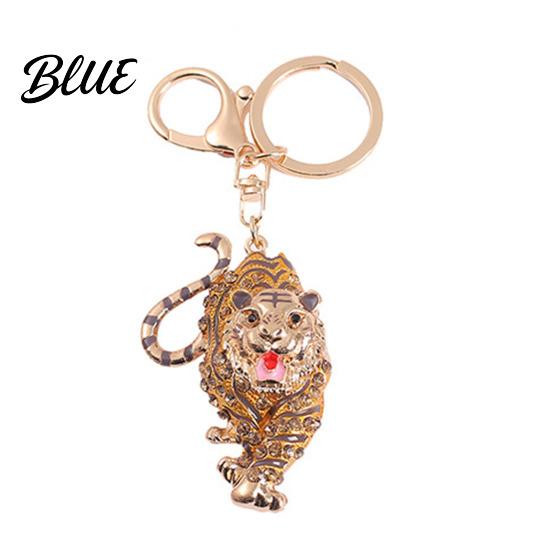 Oxidation-resistant Keychain Pendant Sparkling Rhinestones Tiger Shape Charm Key Strong