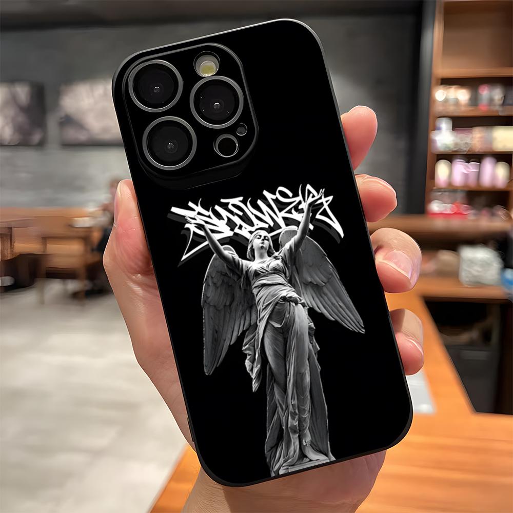 Black Angel Death Demon Phone Case For IPhone 17 Pro Max 15 Pro 16 14 Plus 12 13 Mini 11 Pro Shockproof Soft Cover