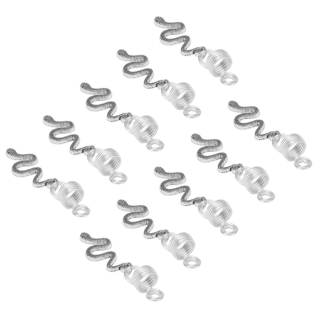 10 szt. Stopowy Pierścień do Brody w Kształcie Węża, Wisiorek Spiralny do Dreadloków DIY, Wisiorek Sprężynowy