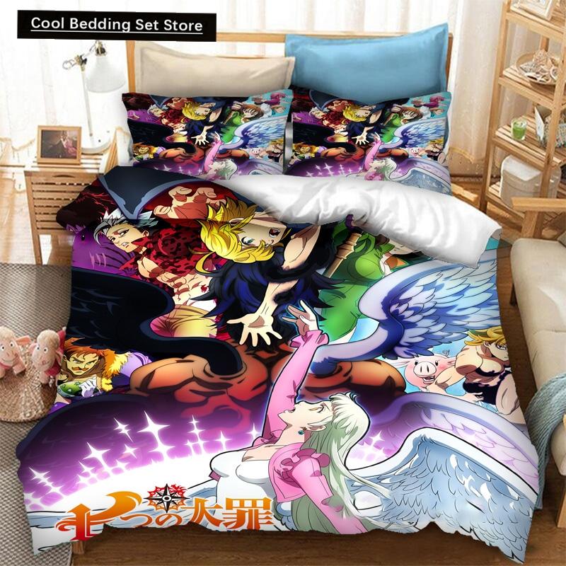 3D Print Anime The Seven Deadly Sins Bedding Set Boys Girls Twin Queen Size Duvet Cover Pillowcase Bed Kids Adult Home Textiles