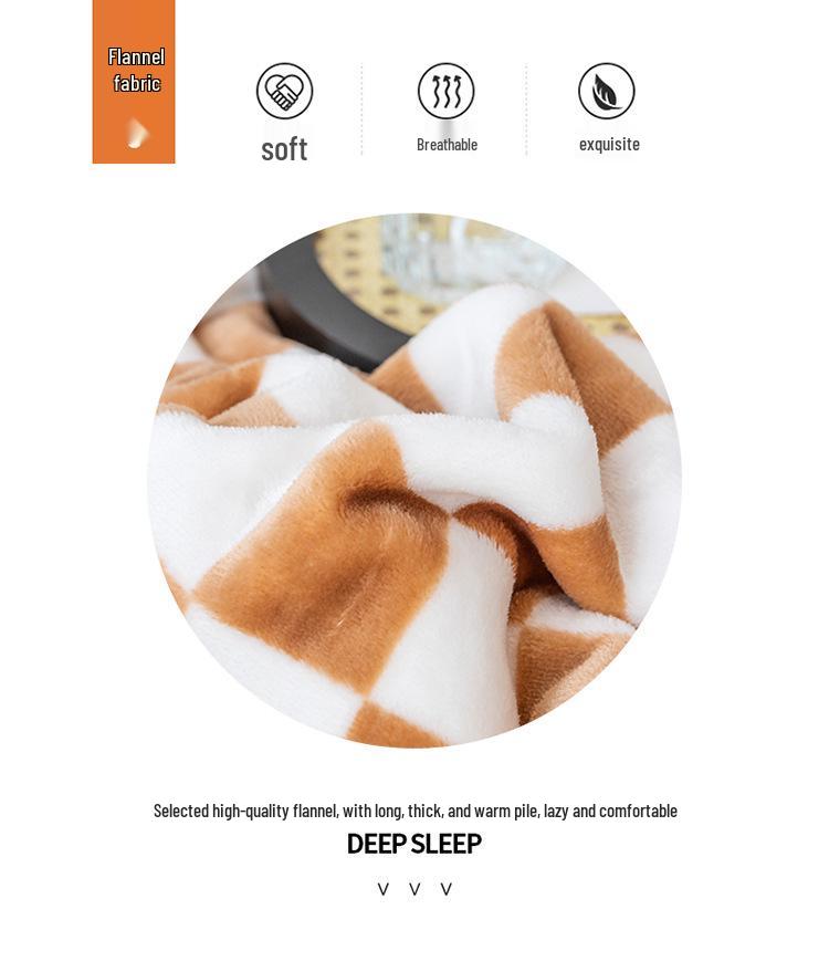 Checkered Milk Velvet Lambswool Double-Layer Sofa Throw Blanket