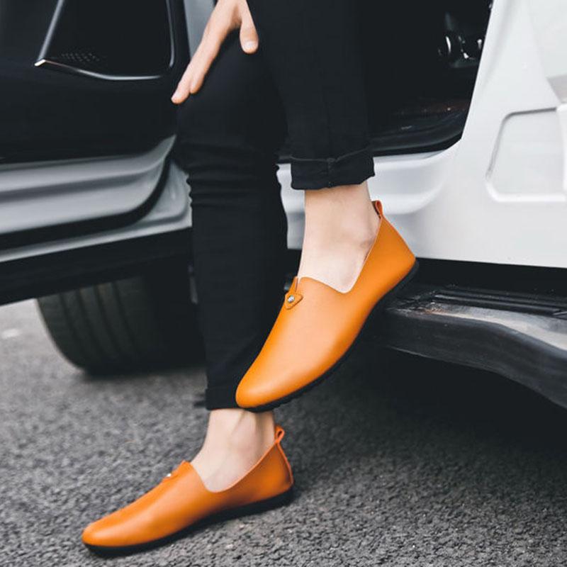 Casual Leather Shoes Men's Shoes Large Size Hollow Breathable Ultra-light Hand-stitched Leather Shoes