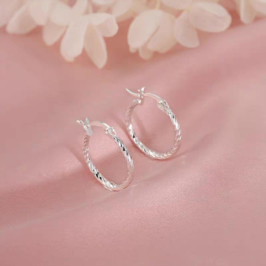 Copper Geometric Twist Circle Earrings Women Elegant Unique Design Korean Versatile Sparkling Flower Modification Ear Studs