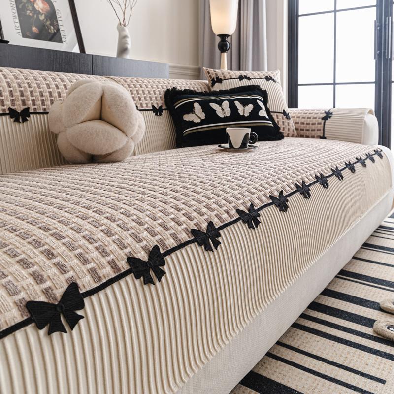 

Чехол на диван Нескользящий Аксессуар-бант Защита для дивана Мягкий Противоскользящий Гостиная Лоскутные Коврики для дивана 70x70cm хаки