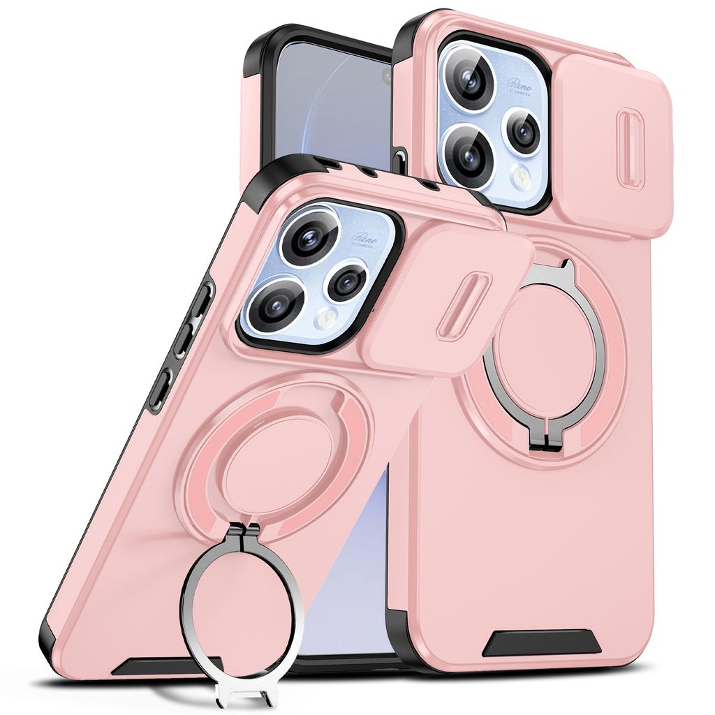 For Oppo Reno15 Case OPPO Reno 15 Cover Oppo Reno 15c Magnetic Ring Armor Slide Camera Lens Case Magsafe Wireless Charge Cover