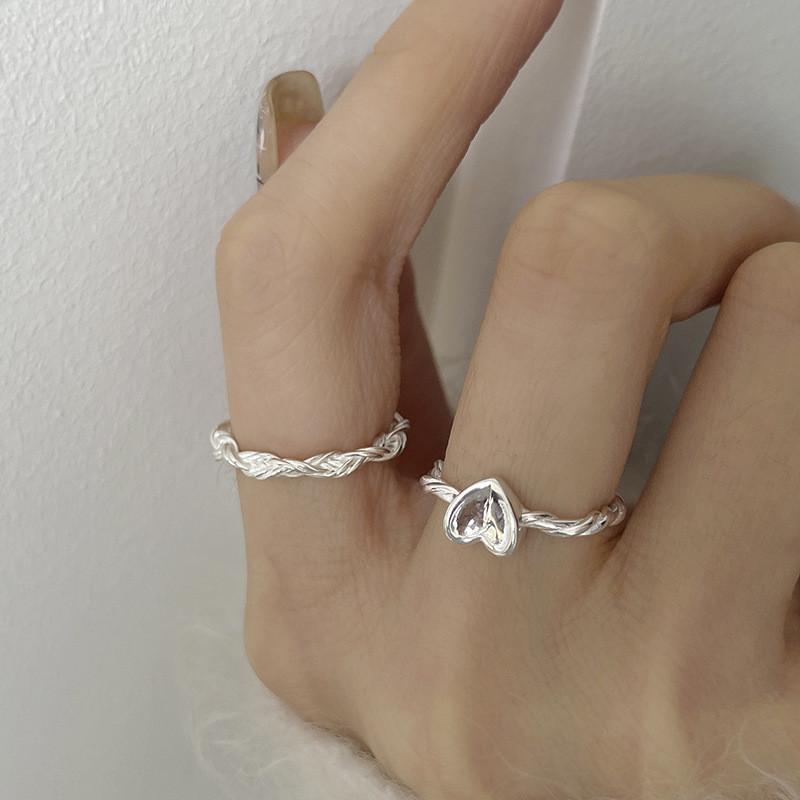 Chic Ins Style Heart Twisted Weave Ring For Women Adjustable Fashionable Accessory