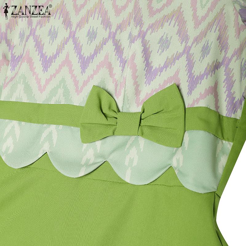 ZANZEA Damen Freizeitkleid mit Druck-Patchwork, Sommer, Kurzarm