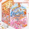 3D Cartoon Small Shop Scenery Sticker – Cute Miniature Scene Decorative Stickers
