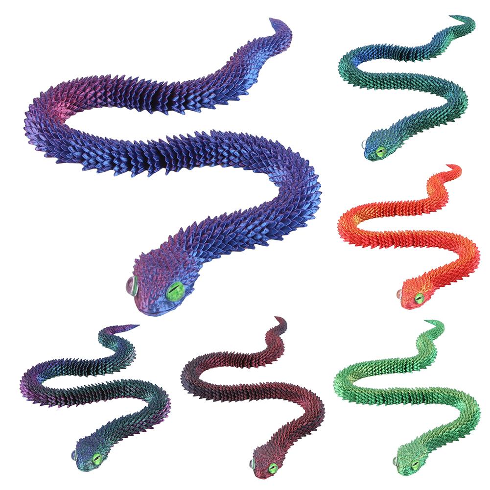 3D Printed Flexible Snake Fidget Toys Realistic Movable Joint Snake Toy 60cm Viper Model Creative for Home Office Decor