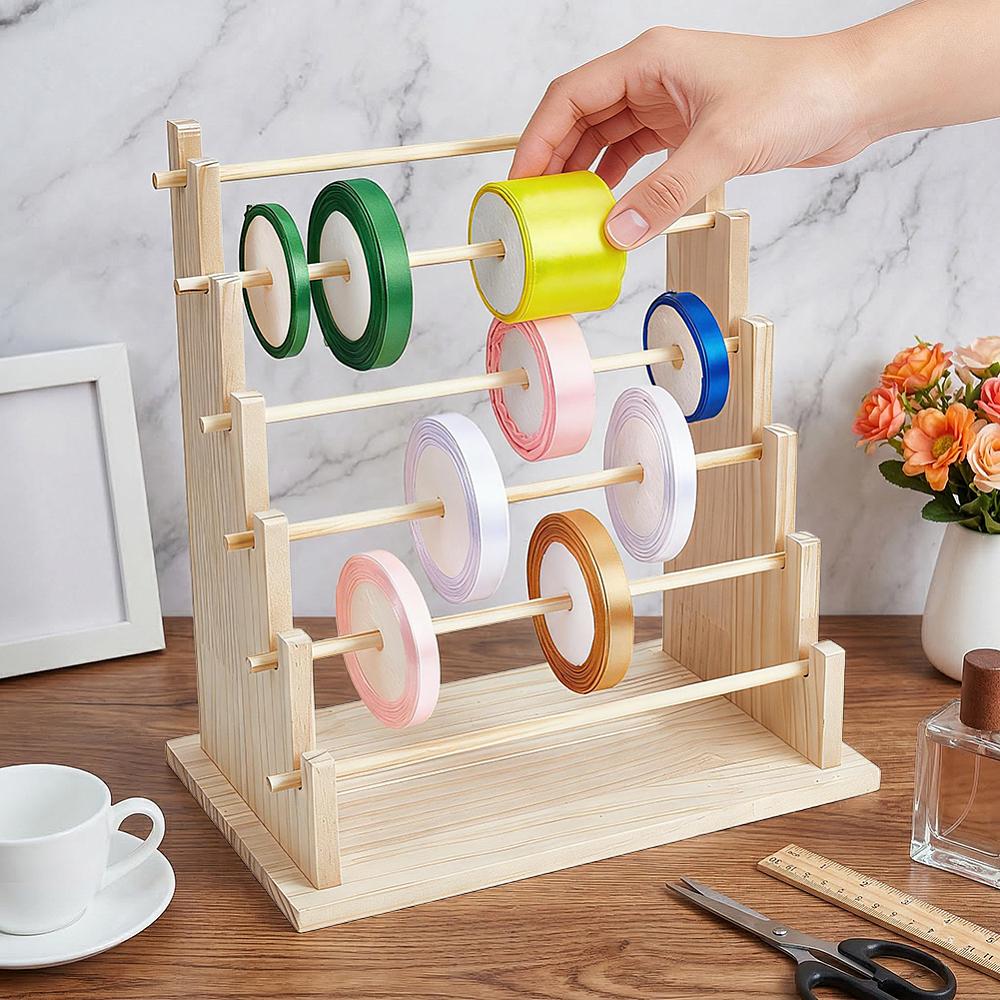 1set 6 Layers Wood Bracelet Organizer Display Riser Stands Moccasin 19.9x31.6x35.5cm