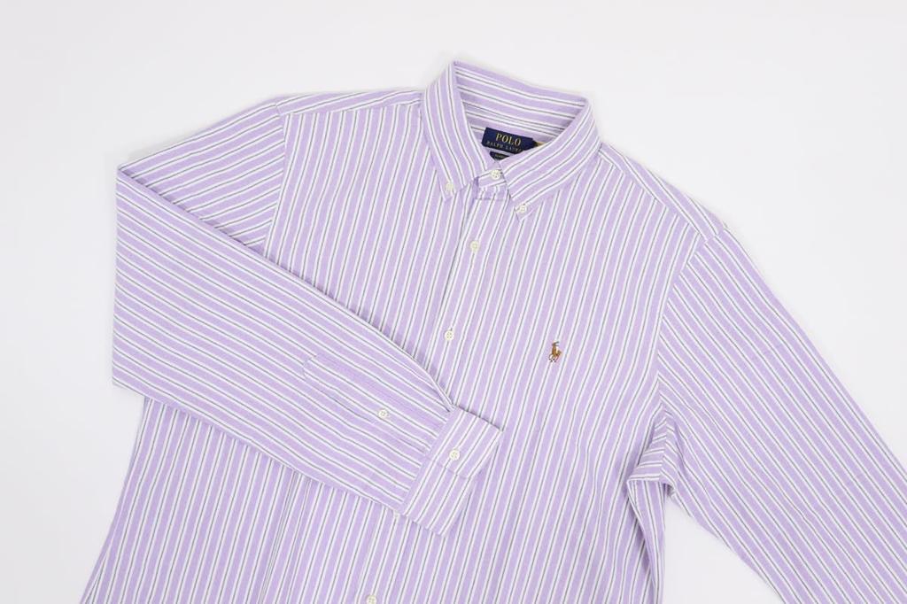 Polo Ralph Lauren Classic Fit Striped Oxford Long Sleeve Size Multi Men's Button-Down Shirt, L, (Product Code 01030019)