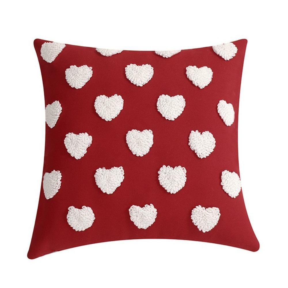 Fashion Heart Embroidery Throw Pillow Cover Square Sofa Cushion Covers 45x45cm Soft Couch Decor Valentine's Day Decor