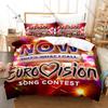 Copripiumino con Stampa al Neon del Palco a Onda Sonora Arcobaleno Logo Eurovision Classico + 2 Federe Set Biancheria da Letto 3 Pezzi Eurofans