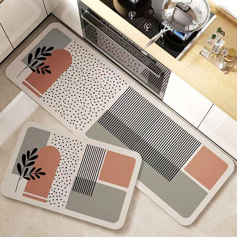 Nordic Diatomaceous Earth Kitchen Mat: Water & Oil Absorbent, Stain-Resistant, Non-Slip, Easy Care.
